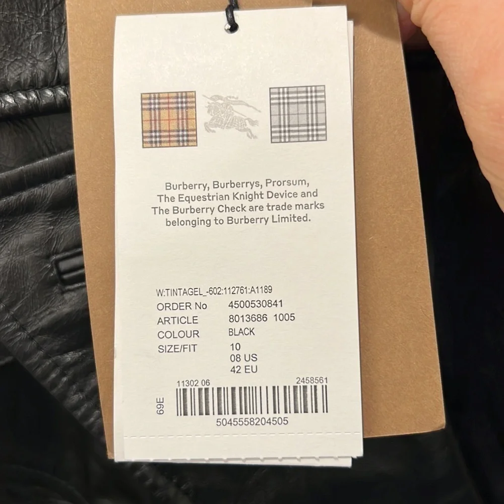 Burberry | NWT D-Ring Detail Crinkled Leather Trench Coat in Black - Size IT 42 - Picture 12 of 16